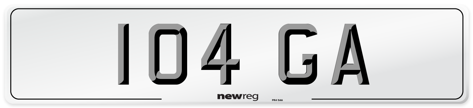 104 GA Number Plate from New Reg